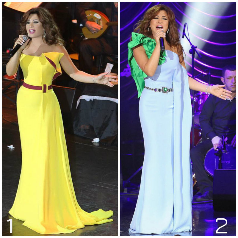 صور نجوى كرم تتألق بفستانين من مصمم واحد على مسرح starsonboard أيهما أجمل؟